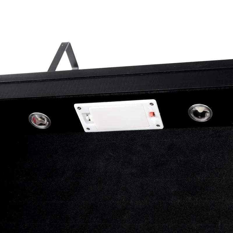 Armoire bijoux de rangement avec miroir et lumière led 120 x 36 x 10 cm noir 20_0000115