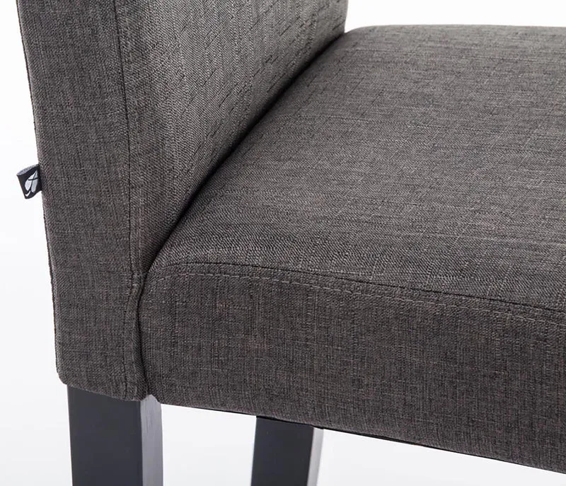 Chaise de salle à manger x1 design moderne en tissu gris foncé et pieds en bois noir 10_0002032