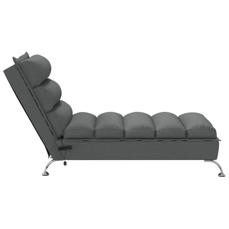 Méridienne chaise longue pour intérieur de massage 4 points de massage avec coussins en tissu gris foncé DEC026125