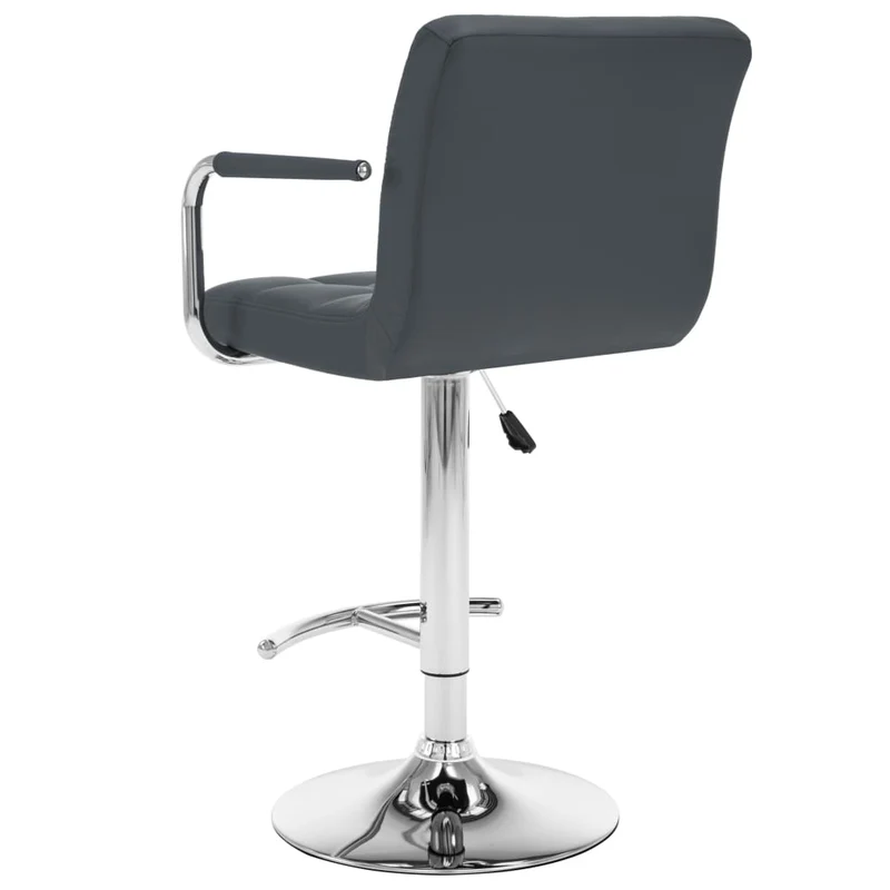 Lot de 2 tabourets de bar chaises hautes avec accoudoirs et dossier en PVC gris et acier DEC029735