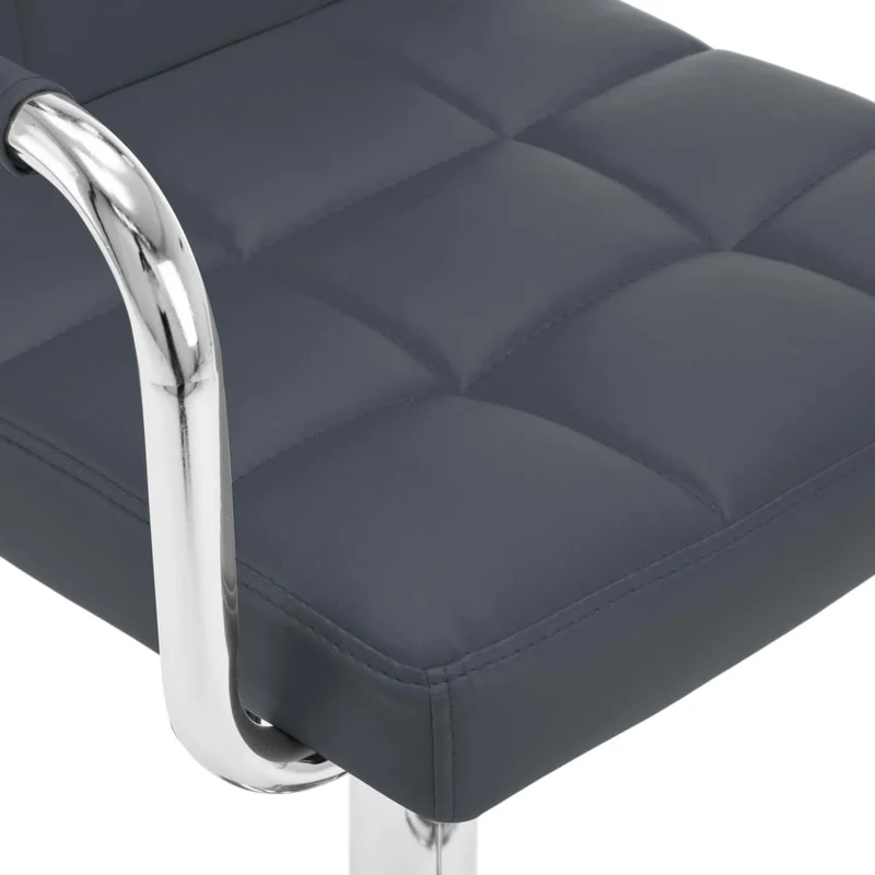 Lot de 2 tabourets de bar chaises hautes avec accoudoirs et dossier en PVC gris et acier DEC029735