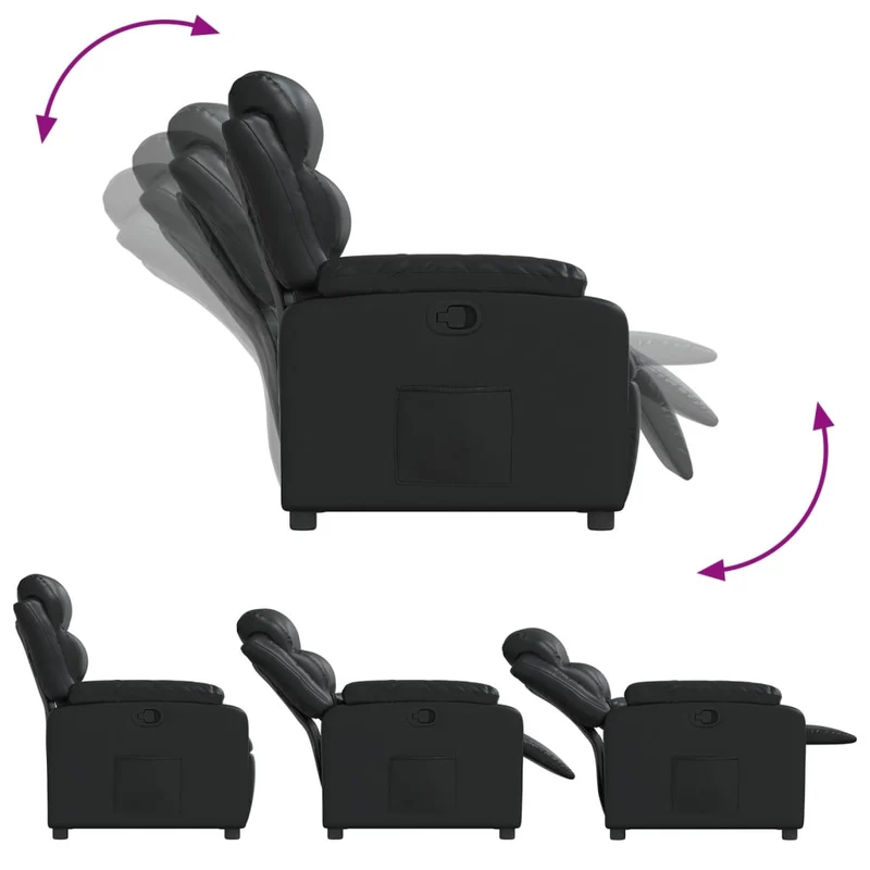 Fauteuil relax TV rembourrage confortable fonction d'inclinaison manuelle en PVC noir DEC028075