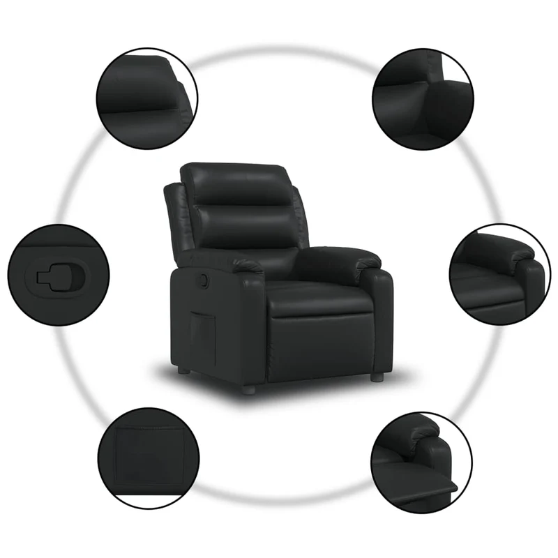 Fauteuil relax TV rembourrage confortable fonction d'inclinaison manuelle en PVC noir DEC028075