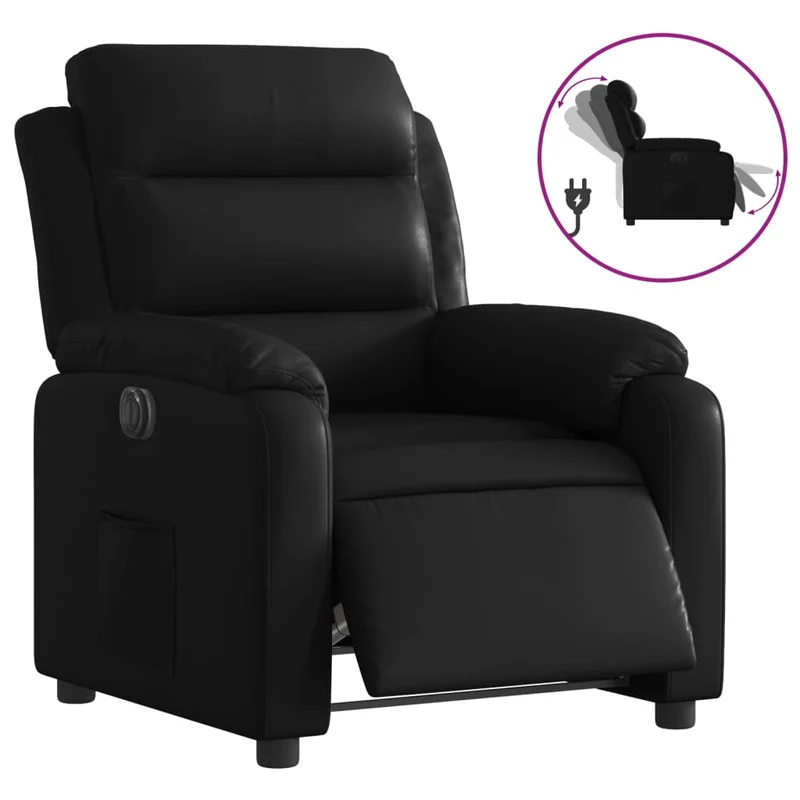 Fauteuil relax TV fonction d'inclinaison électrique très confortable en PVC noir DEC028460