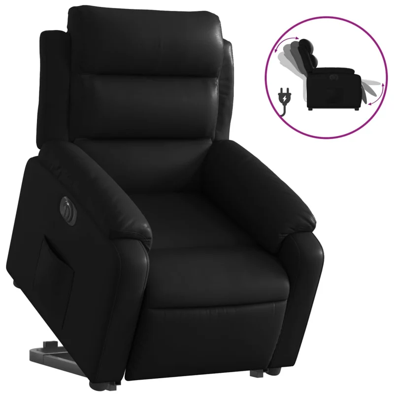 Fauteuil relax TV fonction de levage électrique très confortable en PVC noir DEC028464