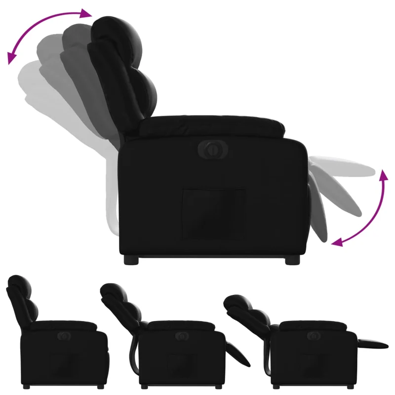 Fauteuil relax TV fonction de levage électrique très confortable en PVC noir DEC028464