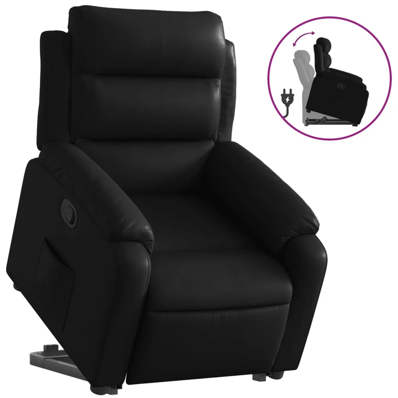 Fauteuil relax TV rembourrage confortable fonction de levage électrique en PVC noir DEC028069