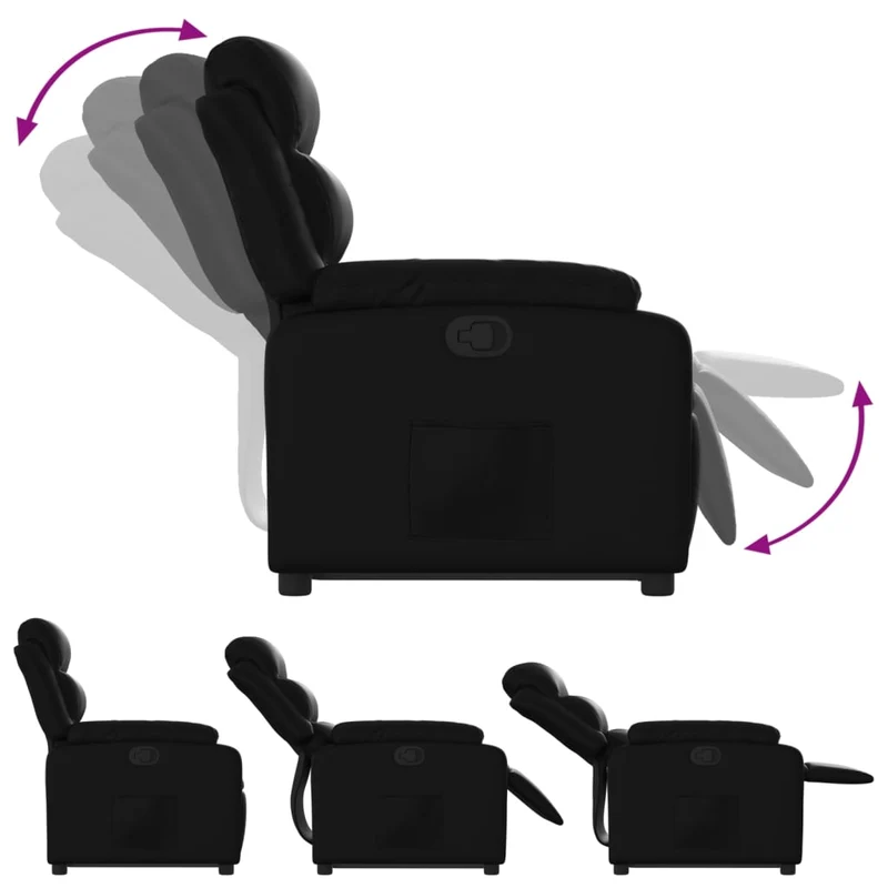 Fauteuil relax TV rembourrage confortable fonction de levage électrique en PVC noir DEC028069