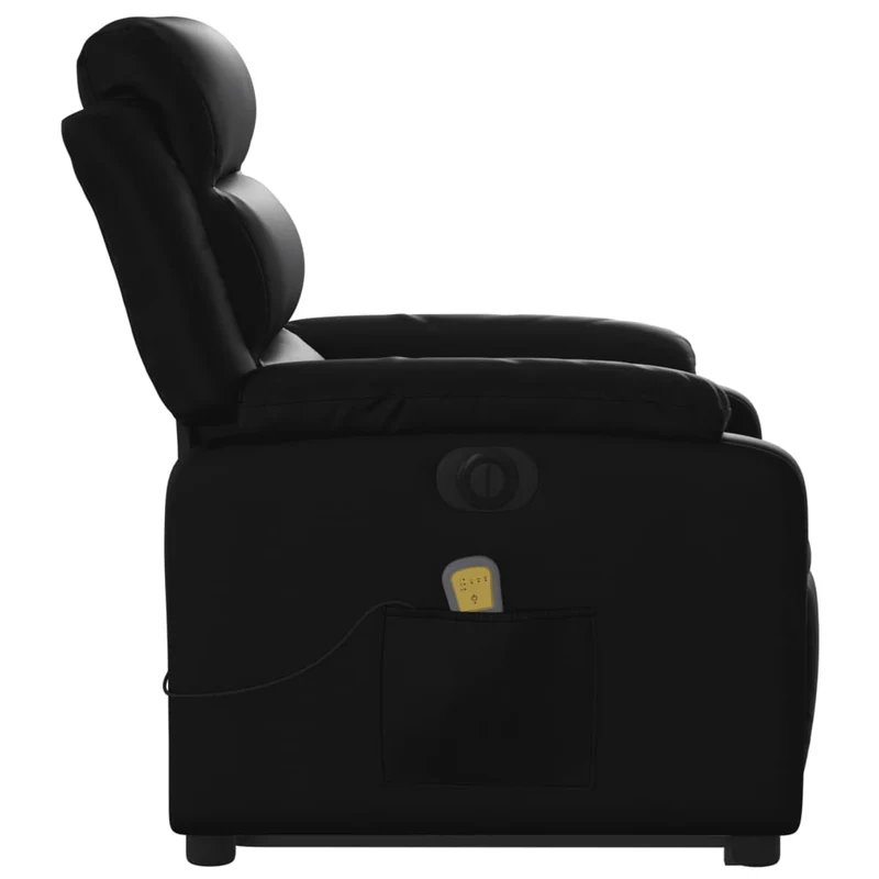 Fauteuil de relaxation fonction massage et inclinable levage électrique en PVC noir DEC027798