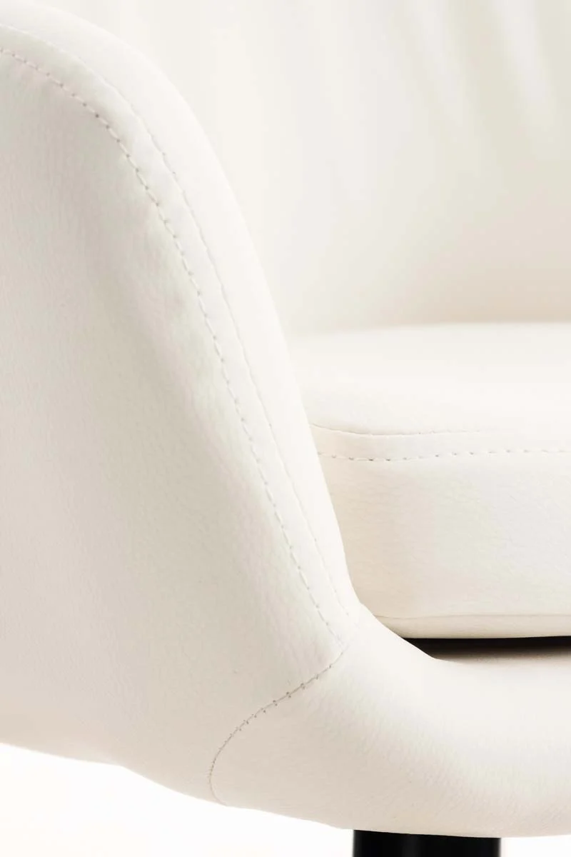 Tabouret de bar lounge x1 design scandinave assise en PVC blanc pieds en bois repose-pieds en métal 10_0004909