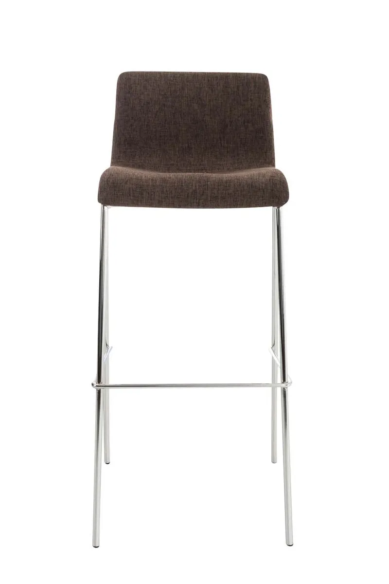 Lot de 2 tabourets de bar avec repose-pieds dossier incurvé en tissu marron et 4 pieds en métal chromé 10_0004192