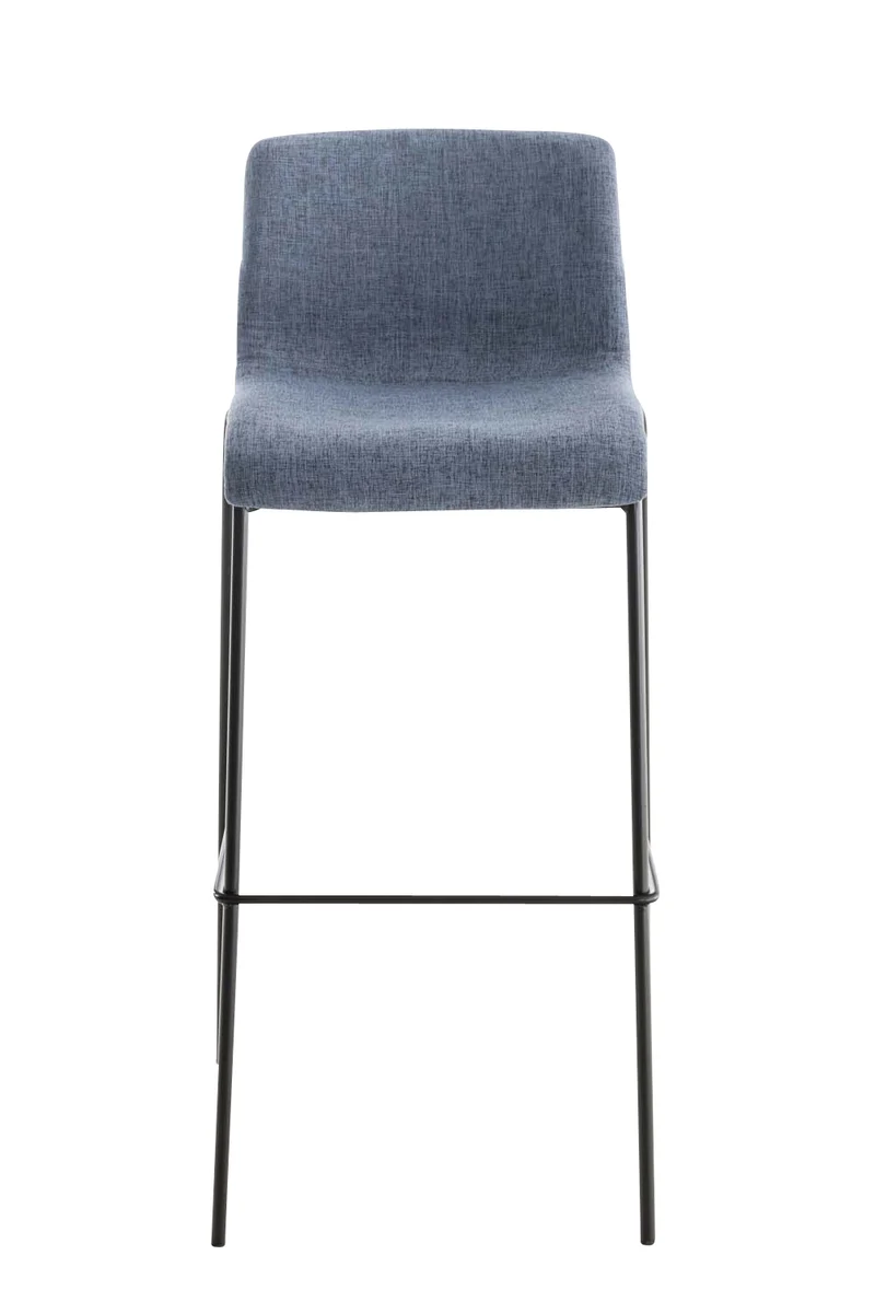 Lot de 2 tabourets de bar avec repose-pieds dossier incurvé en tissu bleu et 4 pieds en métal noir 10_0004197