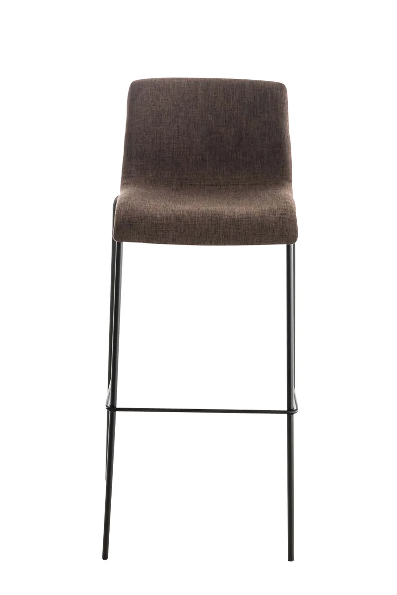 Tabouret de bar x1 design moderne empilable assise en tissu marron et 4 pieds métal noir 10_0004953