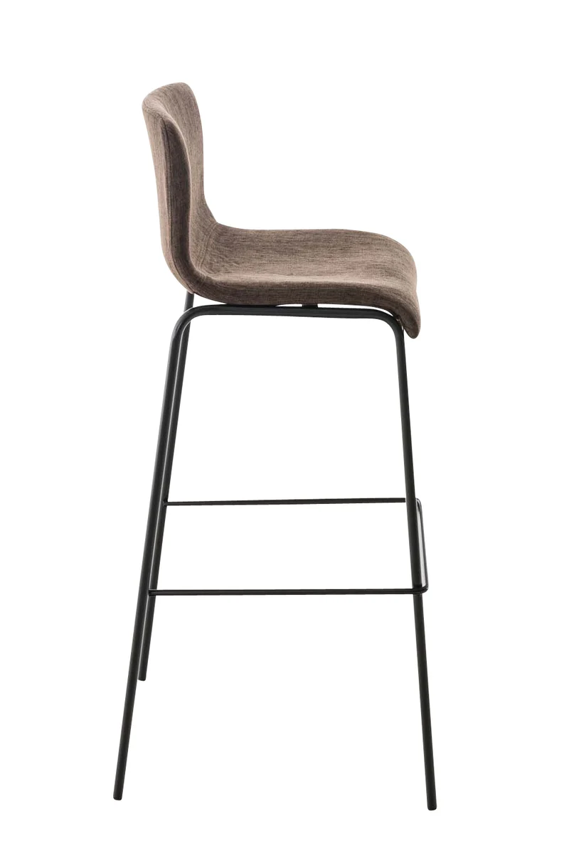 Tabouret de bar x1 design moderne empilable assise en tissu marron et 4 pieds métal noir 10_0004953