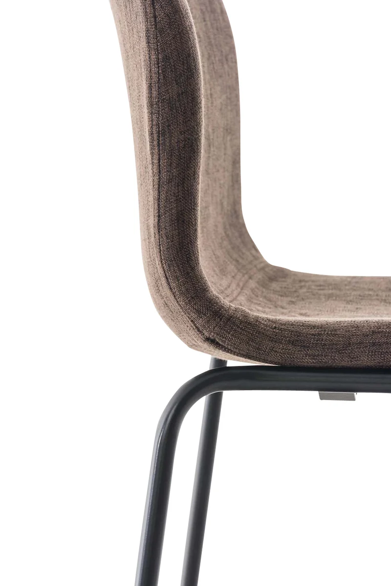 Tabouret de bar x1 design moderne empilable assise en tissu marron et 4 pieds métal noir 10_0004953
