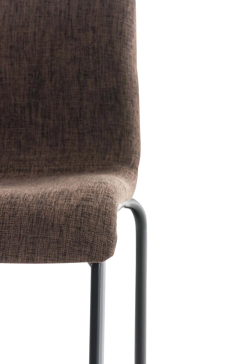 Tabouret de bar x1 design moderne empilable assise en tissu marron et 4 pieds métal noir 10_0004953