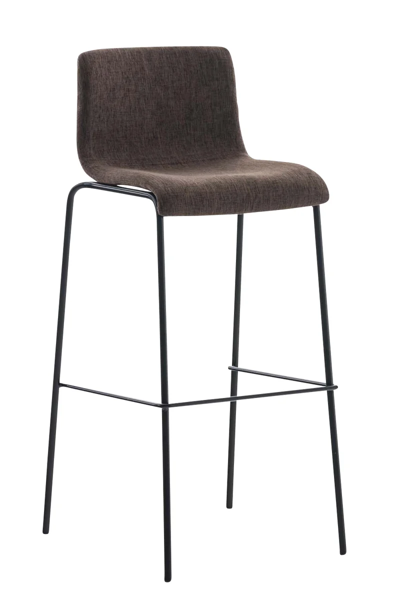 Lot de 2 tabourets de bar avec repose-pieds dossier incurvé en tissu marron et 4 pieds en métal noir 10_0004198