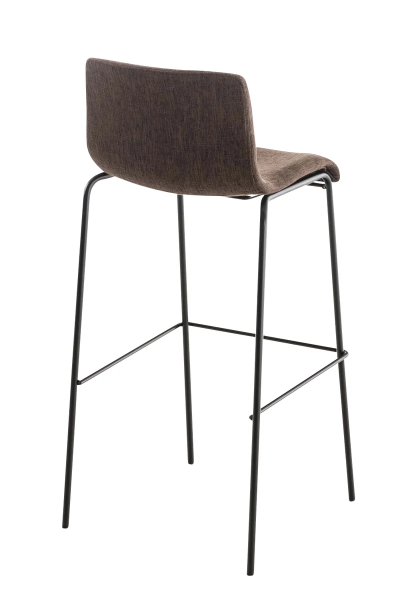Lot de 2 tabourets de bar avec repose-pieds dossier incurvé en tissu marron et 4 pieds en métal noir 10_0004198