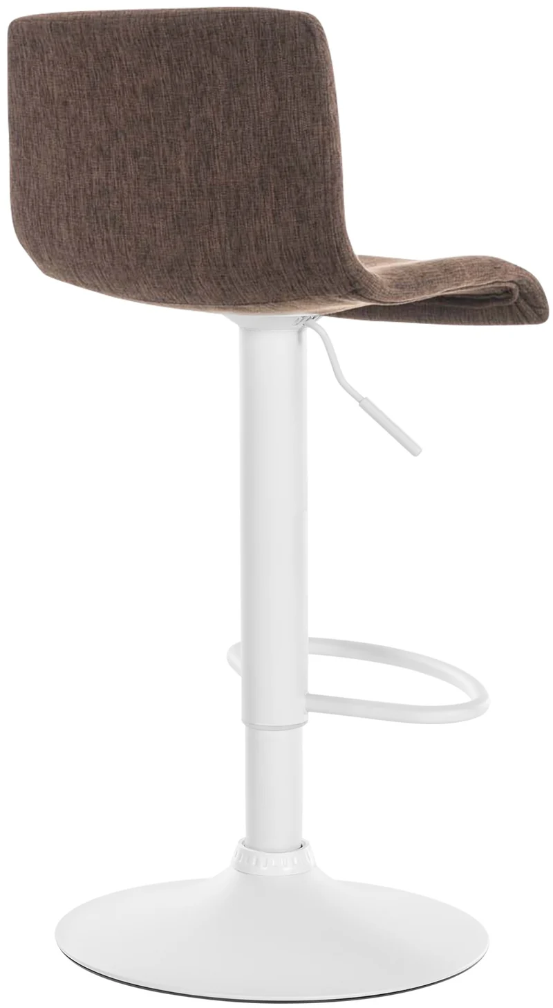 Tabouret de bar x1 avec repose-pieds pivotant dossier incurvé en tissu marron et métal blanc 10_0004977