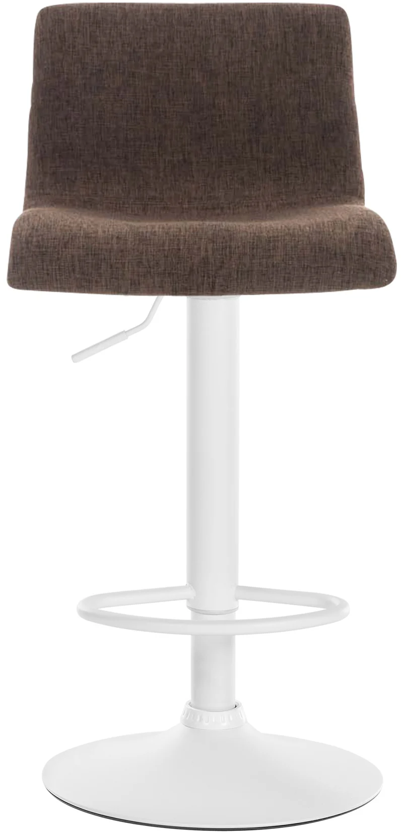 Tabouret de bar x1 avec repose-pieds pivotant dossier incurvé en tissu marron et métal blanc 10_0004977