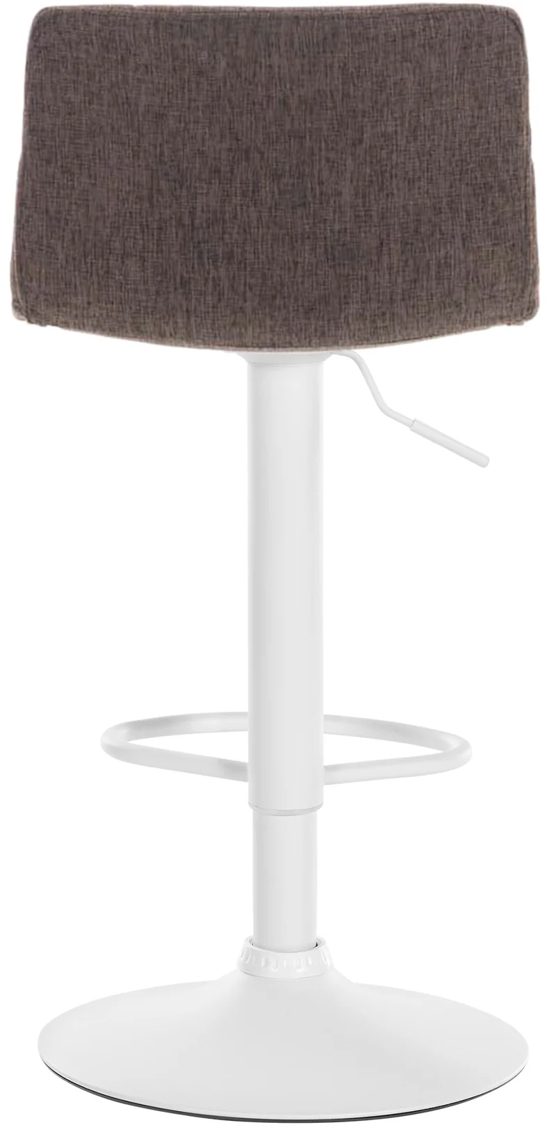 Tabouret de bar x1 avec repose-pieds pivotant dossier incurvé en tissu marron et métal blanc 10_0004977