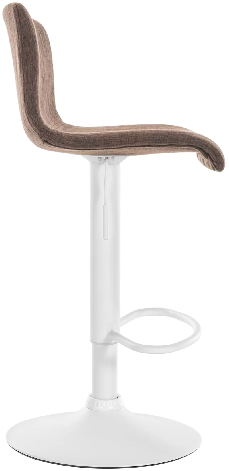 Tabouret de bar x1 avec repose-pieds pivotant dossier incurvé en tissu marron et métal blanc 10_0004977