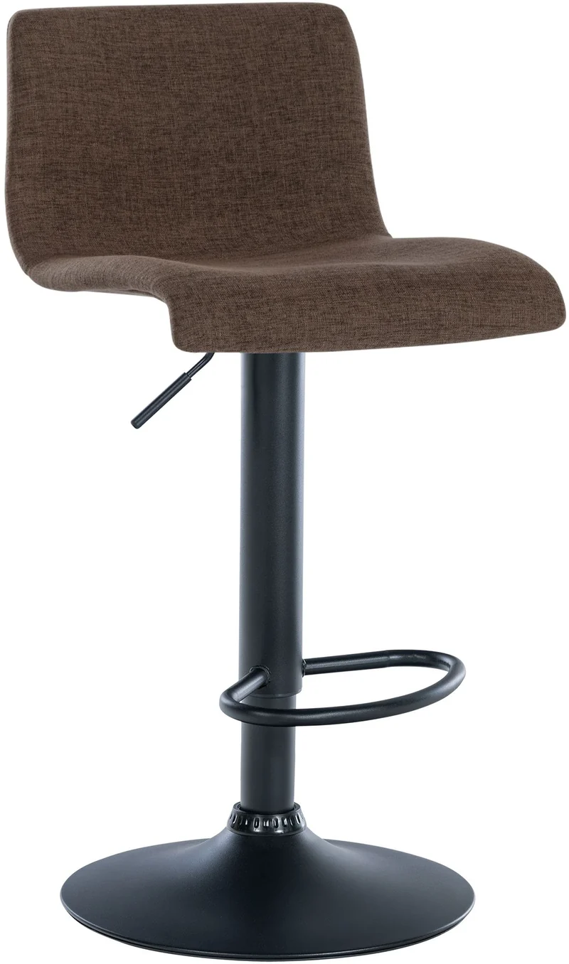 Lot de 2 tabourets de bar design simple avec repose-pieds en tissu marron pieds en métal noir 10_0004050