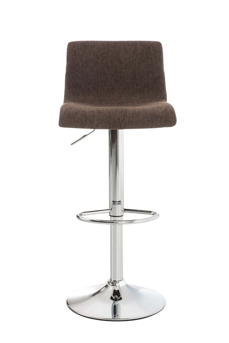 Tabouret de bar avec repose-pieds pivotant dossier incurvé en tissu marron et métal chromé 10_0004965