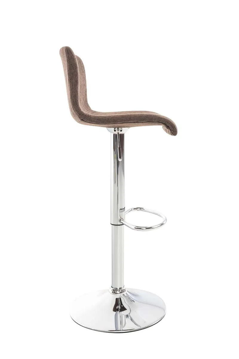 Tabouret de bar avec repose-pieds pivotant dossier incurvé en tissu marron et métal chromé 10_0004965