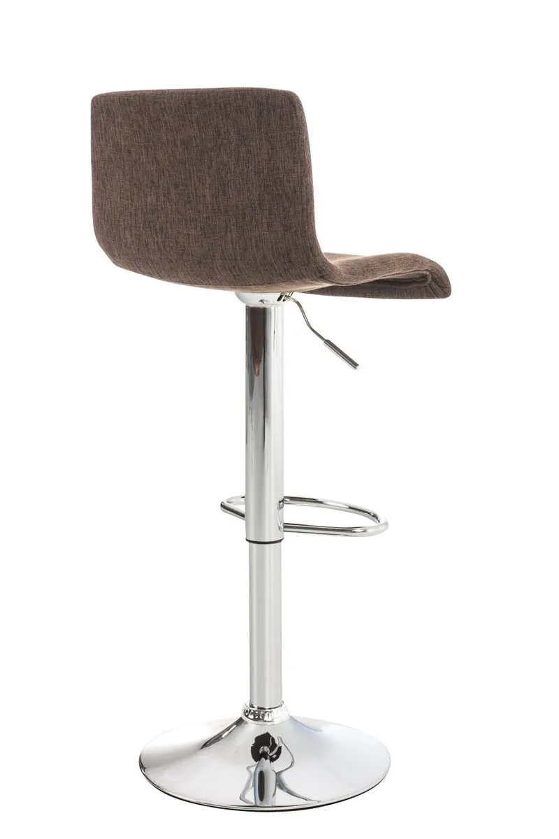Tabouret de bar avec repose-pieds pivotant dossier incurvé en tissu marron et métal chromé 10_0004965