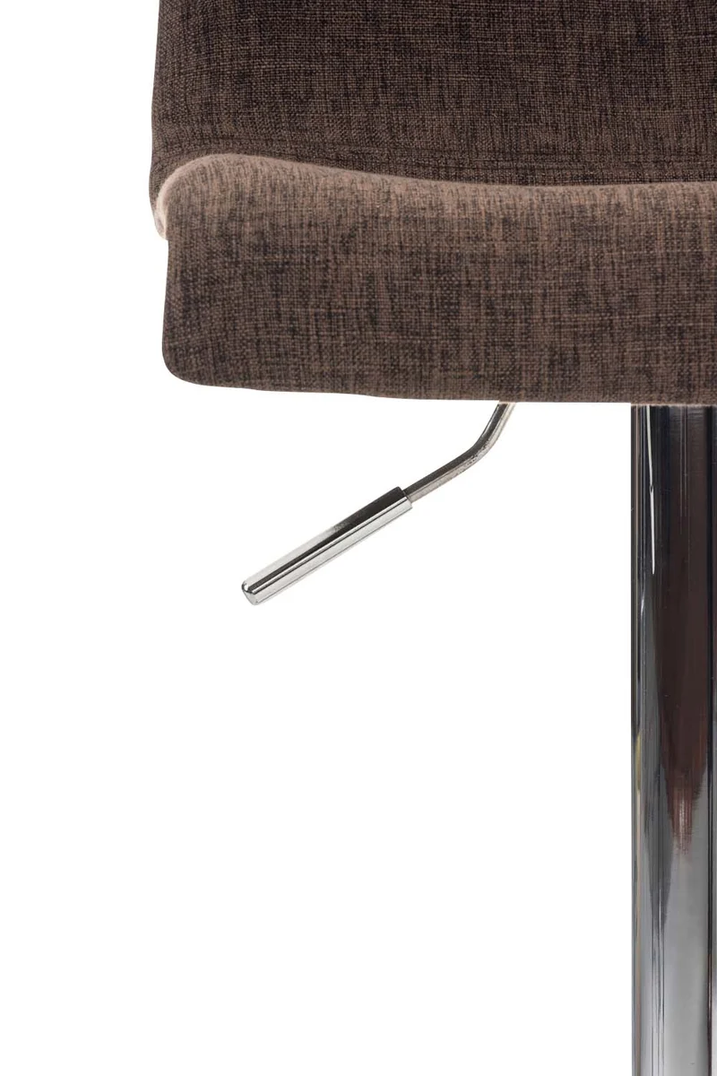 Tabouret de bar avec repose-pieds pivotant dossier incurvé en tissu marron et métal chromé 10_0004965