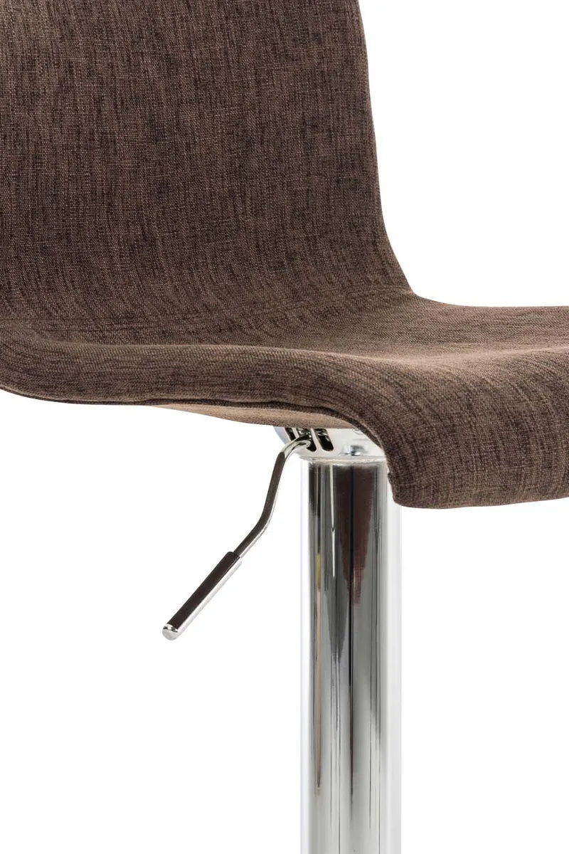 Tabouret de bar avec repose-pieds pivotant dossier incurvé en tissu marron et métal chromé 10_0004965
