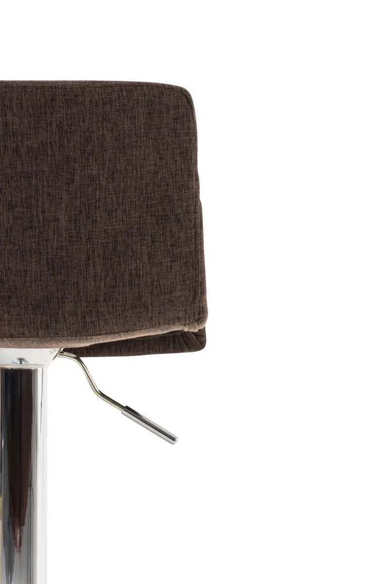 Tabouret de bar avec repose-pieds pivotant dossier incurvé en tissu marron et métal chromé 10_0004965
