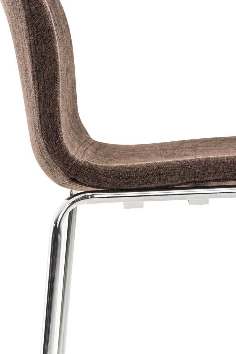 Tabouret de bar x1 design moderne empilable assise en tissu marron et 4 pieds métal chromé 10_0004947