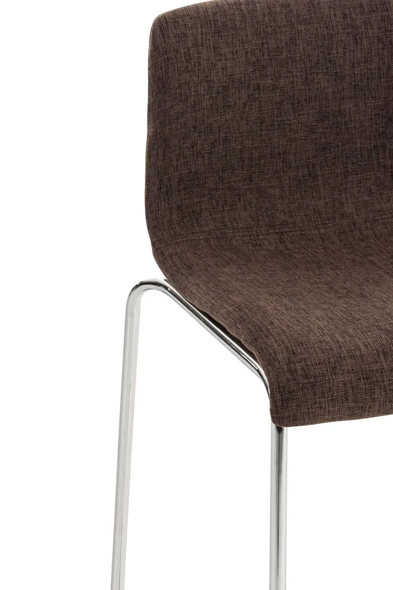 Tabouret de bar x1 design moderne empilable assise en tissu marron et 4 pieds métal chromé 10_0004947