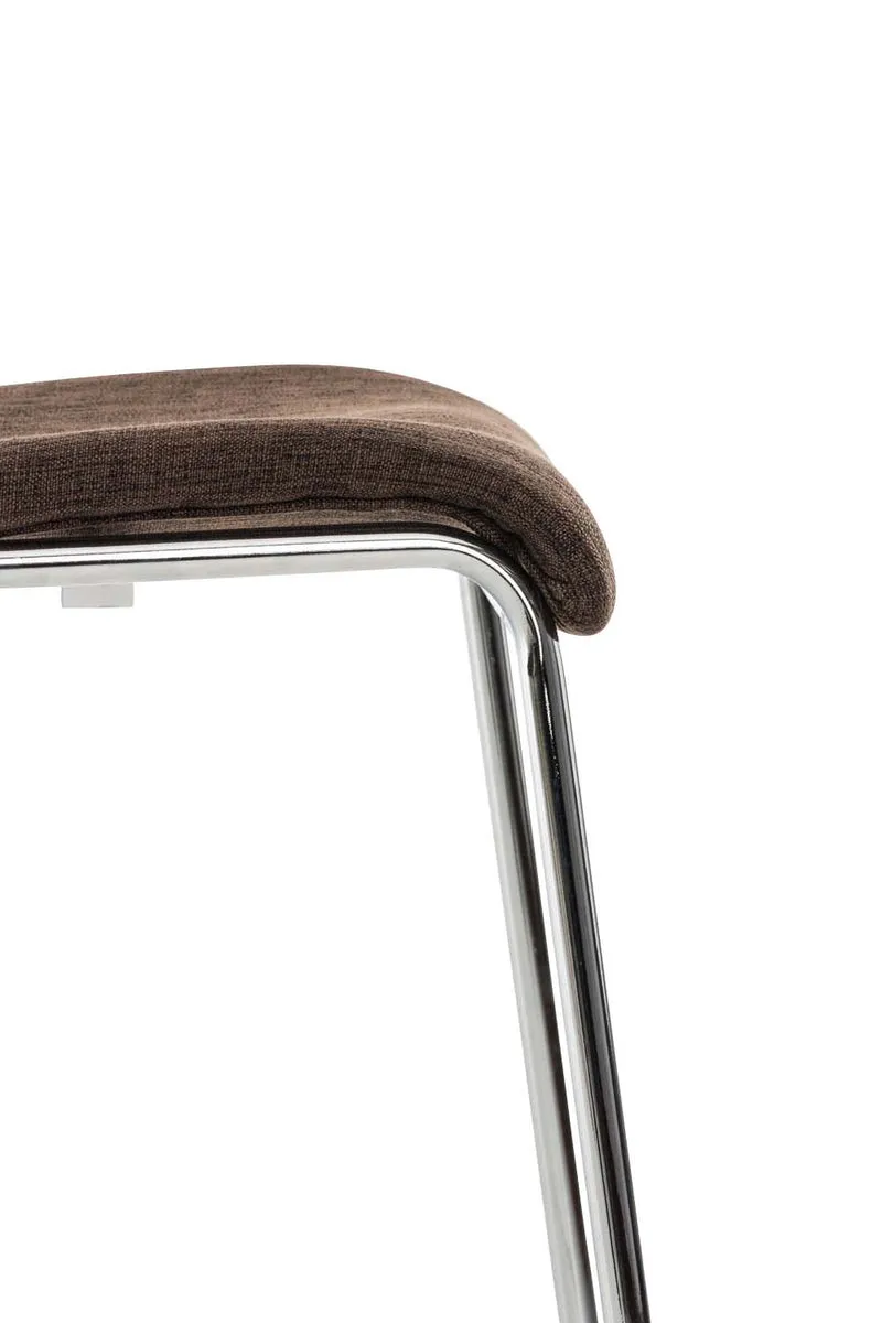 Tabouret de bar x1 design moderne empilable assise en tissu marron et 4 pieds métal chromé 10_0004947