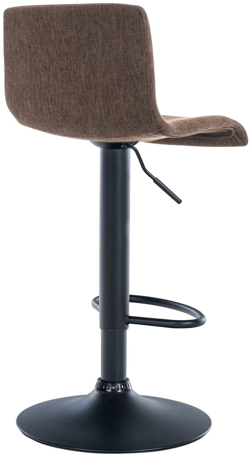 Tabouret de bar avec repose-pieds pivotant dossier incurvé en tissu marron et métal noir 10_0004959