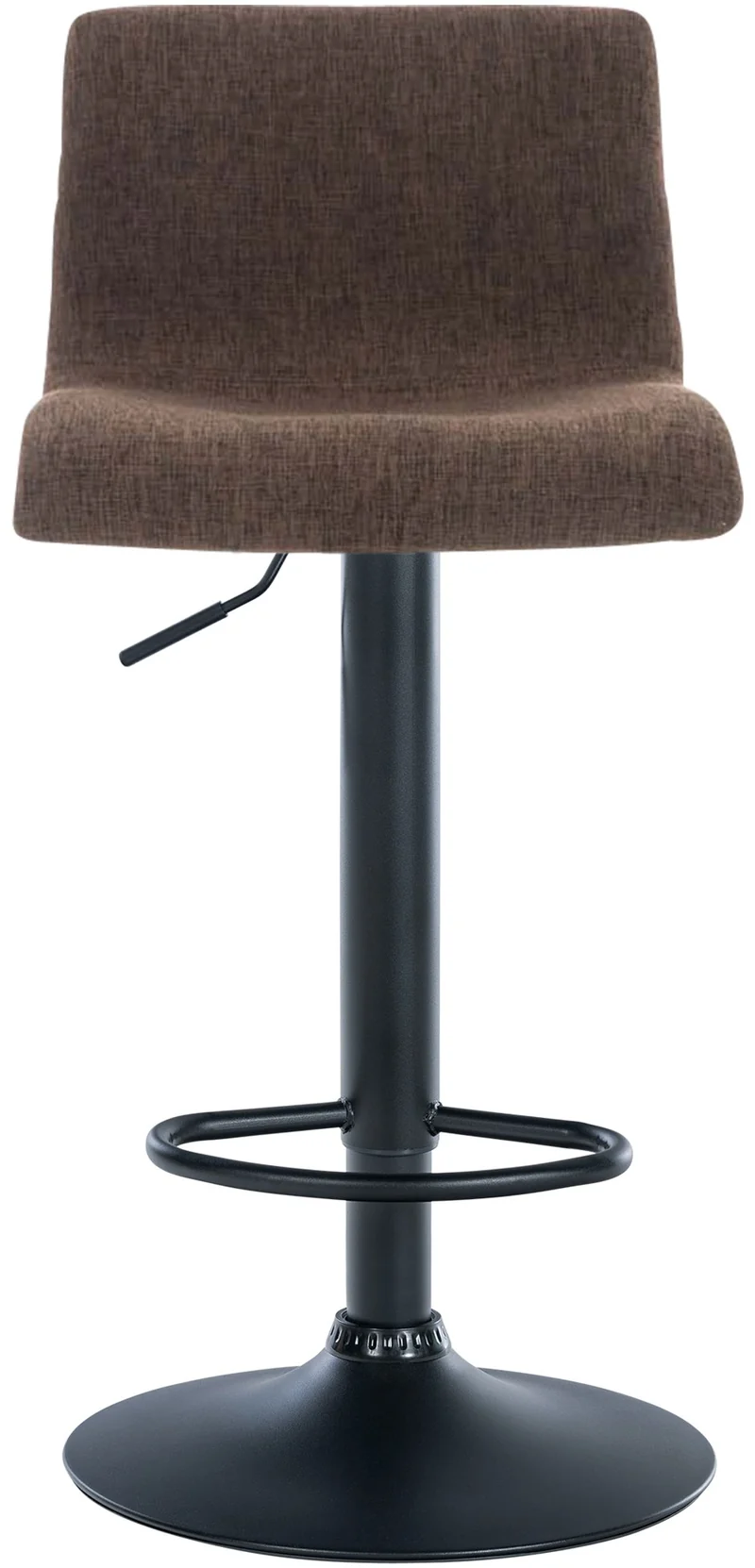 Tabouret de bar avec repose-pieds pivotant dossier incurvé en tissu marron et métal noir 10_0004959