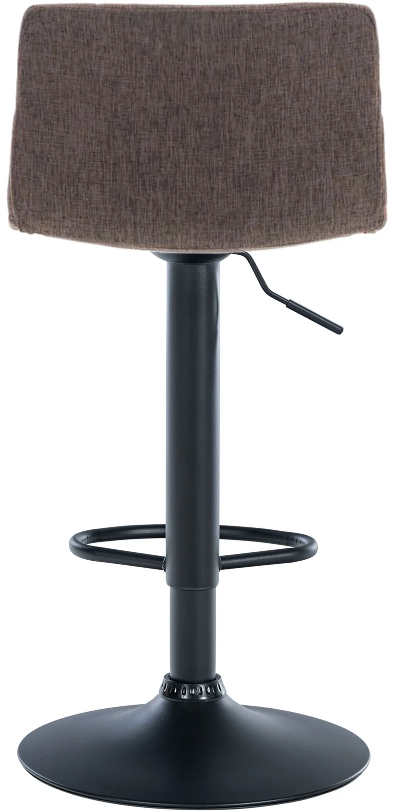 Tabouret de bar avec repose-pieds pivotant dossier incurvé en tissu marron et métal noir 10_0004959