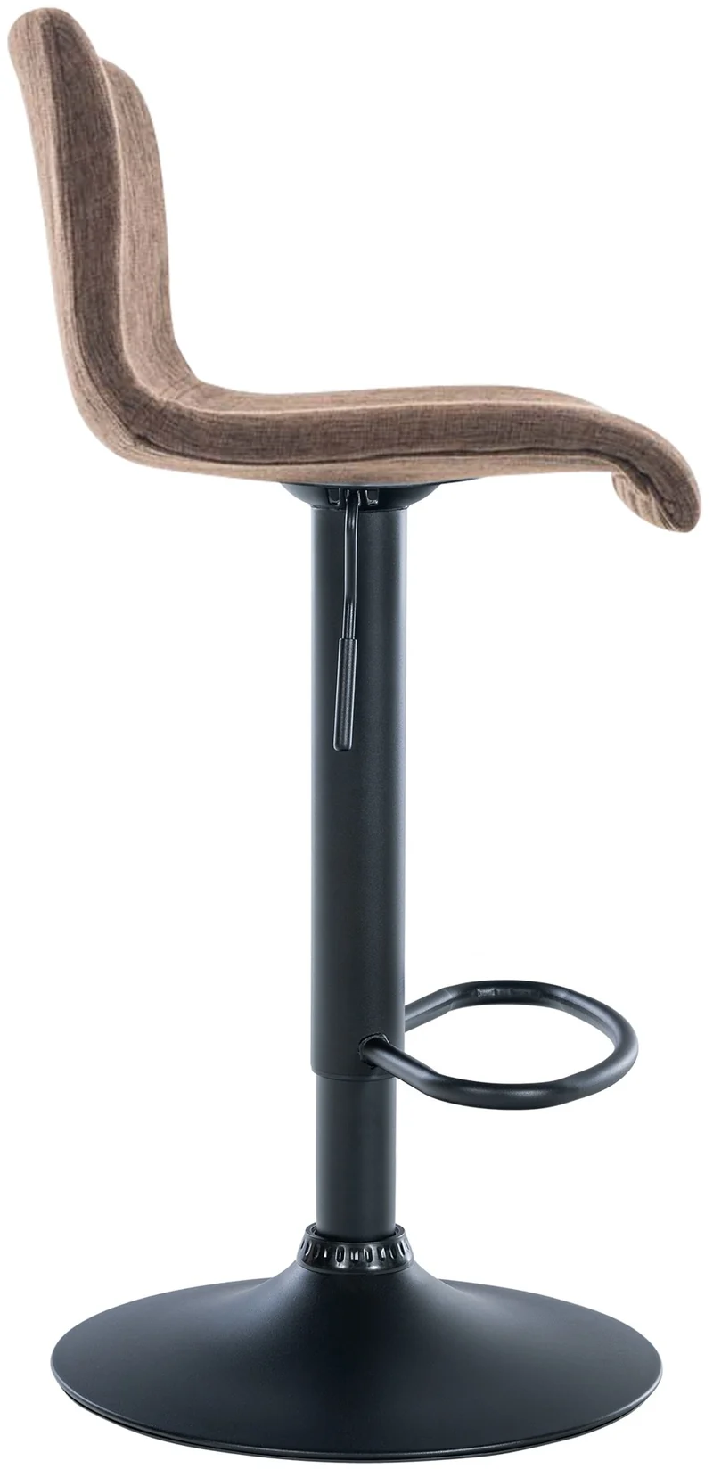 Tabouret de bar avec repose-pieds pivotant dossier incurvé en tissu marron et métal noir 10_0004959