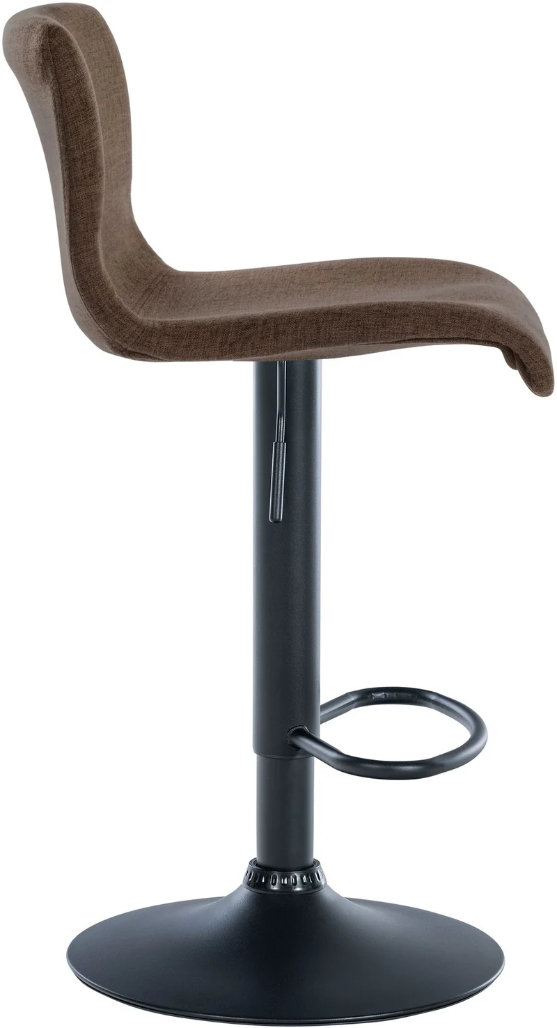 Tabouret de bar x1 design simple avec repose-pieds en tissu marron pieds en métal noir 10_0004554