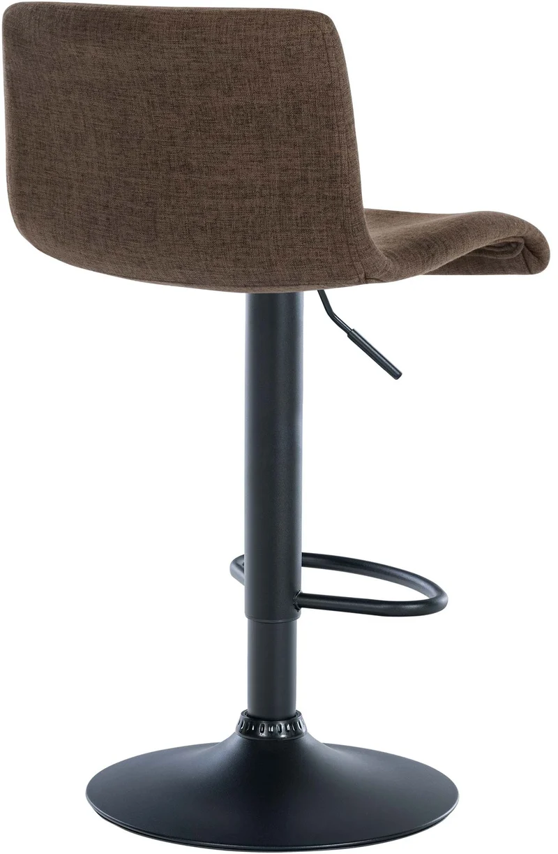 Tabouret de bar x1 design simple avec repose-pieds en tissu marron pieds en métal noir 10_0004554