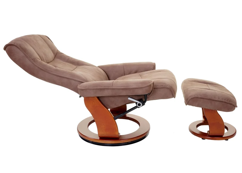 Fauteuil de relaxation TV pivotant et réglable avec repose-pieds et accoudoirs en tissu marron vieilli 04_0003677