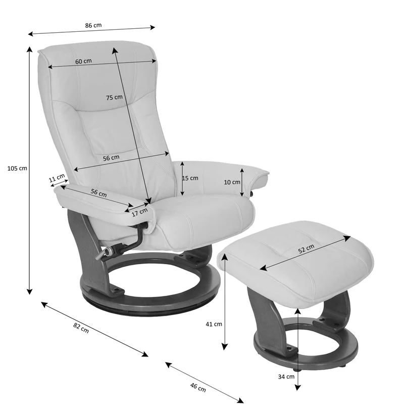 Fauteuil de relaxation TV pivotant et réglable avec repose-pieds et accoudoirs en tissu marron vieilli 04_0003677