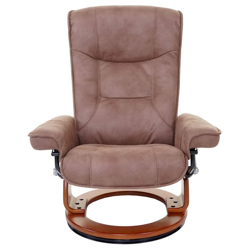 Fauteuil de relaxation TV pivotant et réglable avec repose-pieds et accoudoirs en tissu marron vieilli 04_0003677
