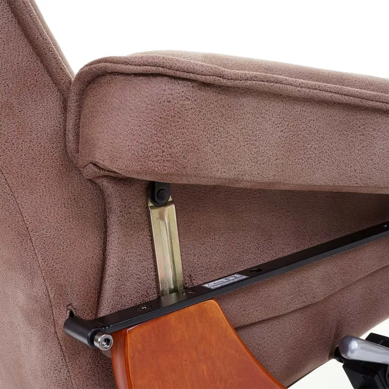 Fauteuil de relaxation TV pivotant et réglable avec repose-pieds et accoudoirs en tissu marron vieilli 04_0003677