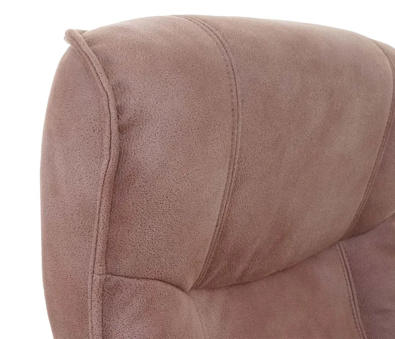 Fauteuil de relaxation TV pivotant et réglable avec repose-pieds et accoudoirs en tissu marron vieilli 04_0003677