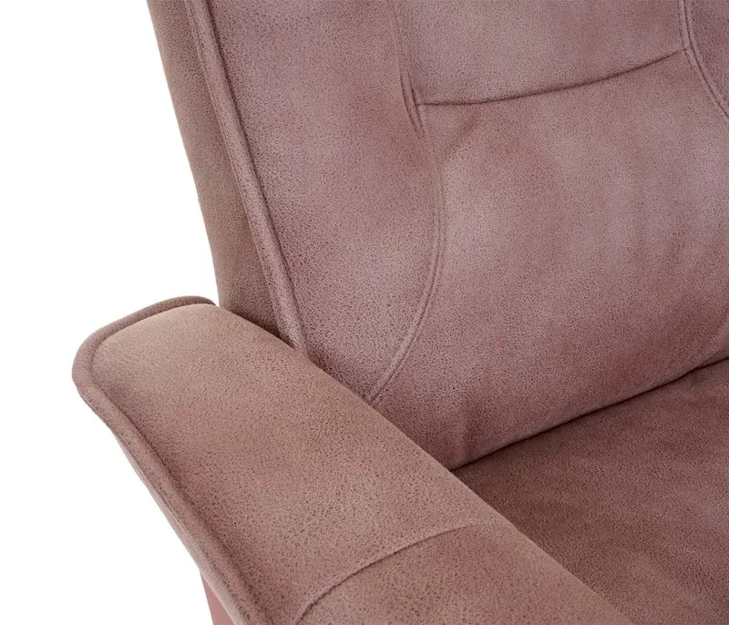 Fauteuil de relaxation TV pivotant et réglable avec repose-pieds et accoudoirs en tissu marron vieilli 04_0003677