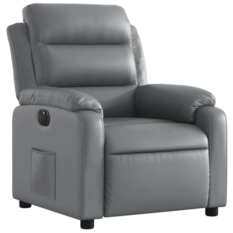 Fauteuil relax TV fonction d'inclinaison électrique très confortable en PVC gris DEC028387