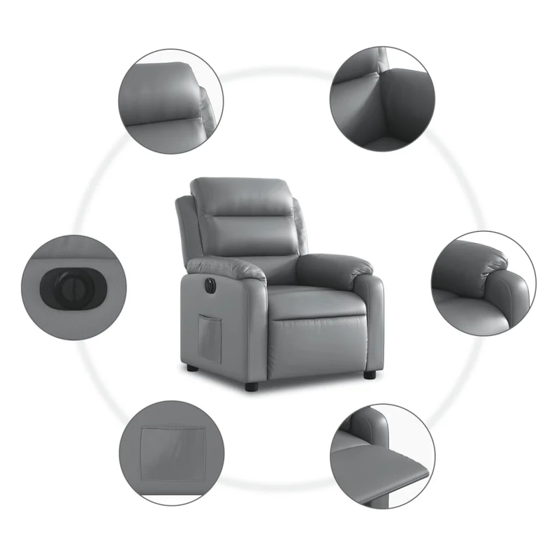 Fauteuil relax TV fonction d'inclinaison électrique très confortable en PVC gris DEC028387